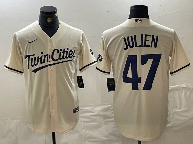 Men Minnesota Twins 47 Julien Cream 2024 Nike Game MLB Jersey style 1